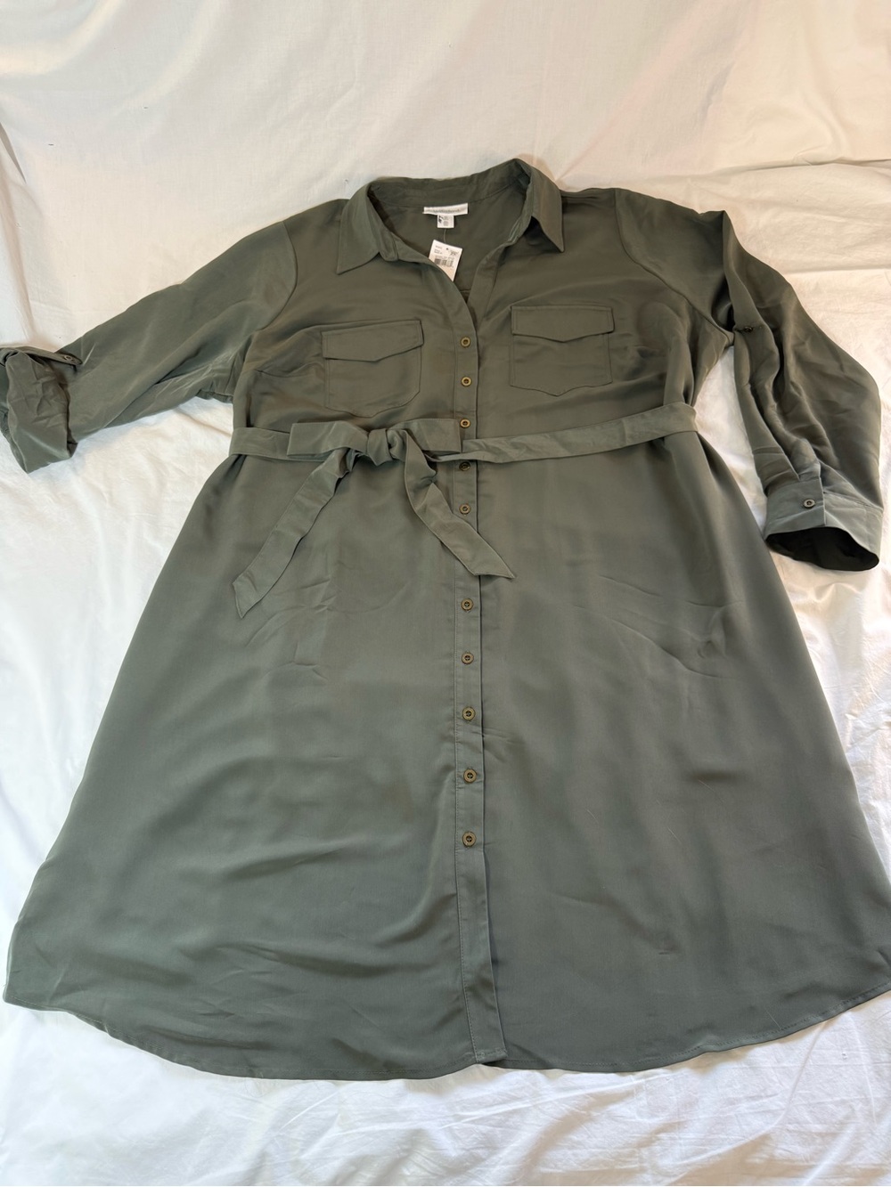 Motherhood Olive Green Button-Front Shirt Midi Dress 2X NWT